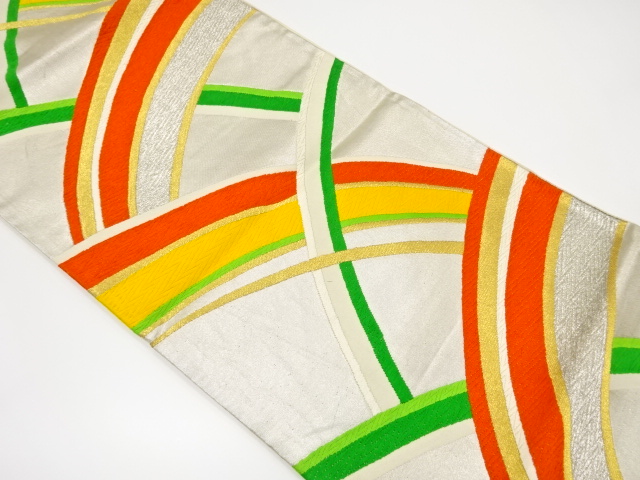 アンティーク　変わり青海波模様織り出し袋帯（着用可）